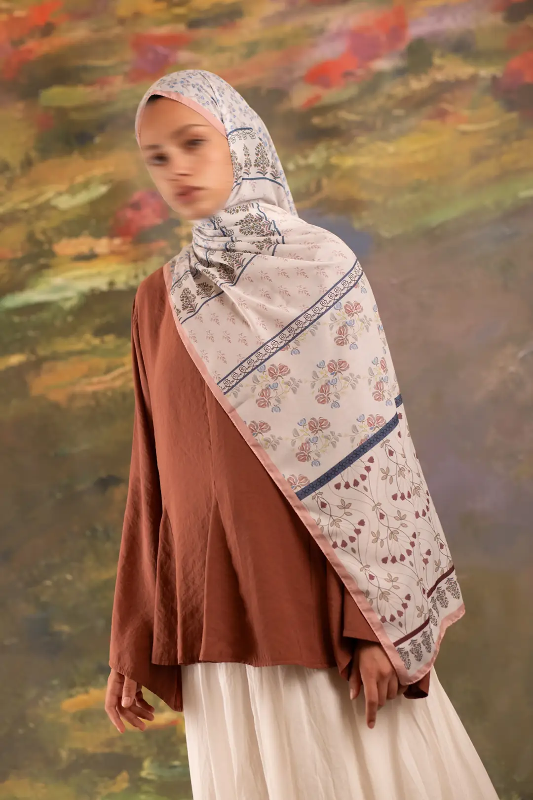 Floral Harmony Desenli Soft Şal Somon 4