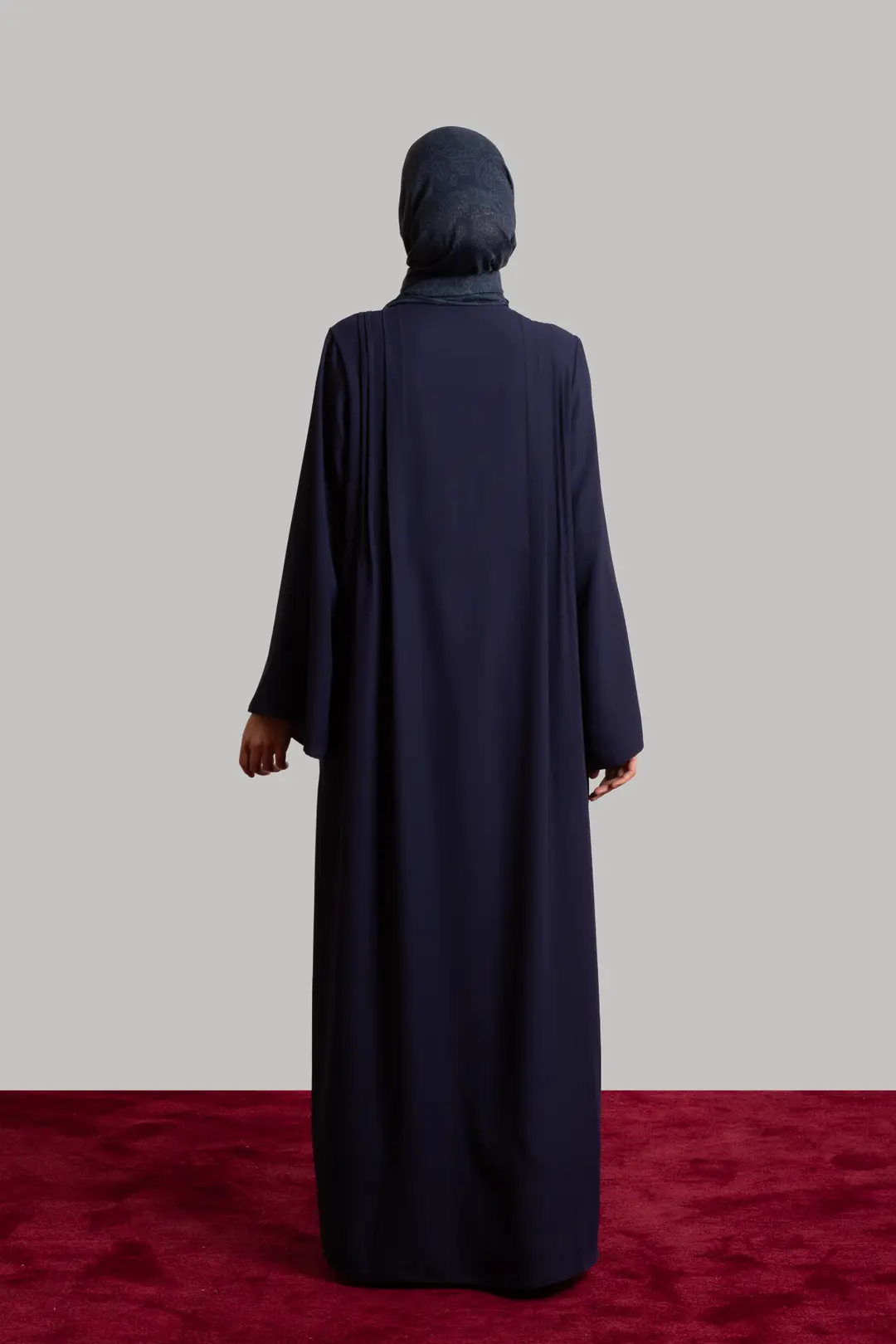 Ribbed Buttoned Abaya Navy Blue 9