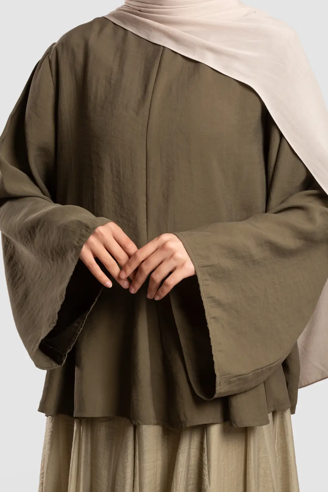 Gode Detailed Modal Blouse Khaki 7
