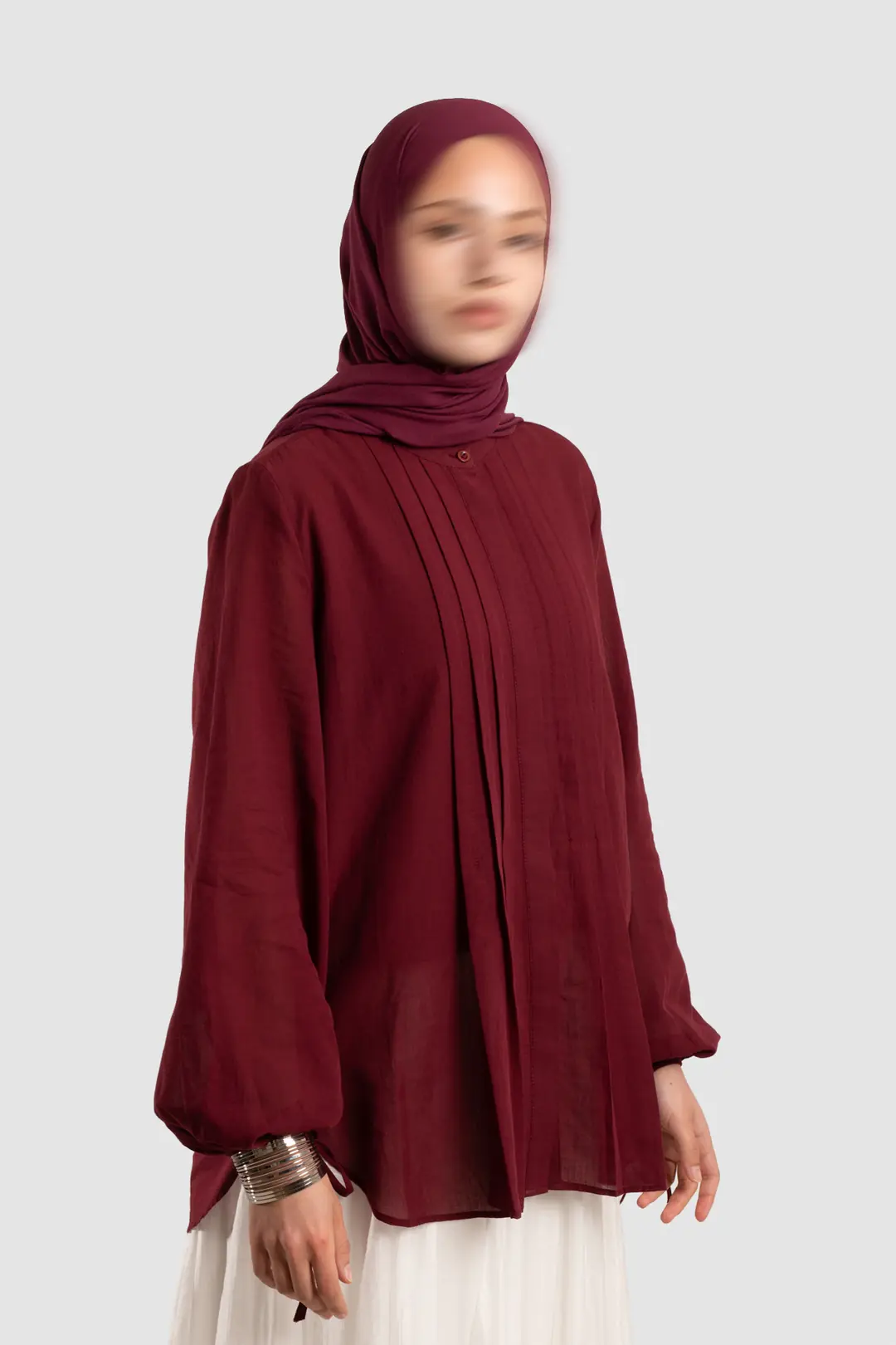 Ribbed Cotton Voile Shirt, Burgundy