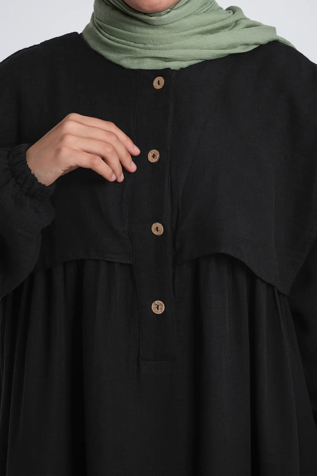 Collared Muslin Dress Black 6