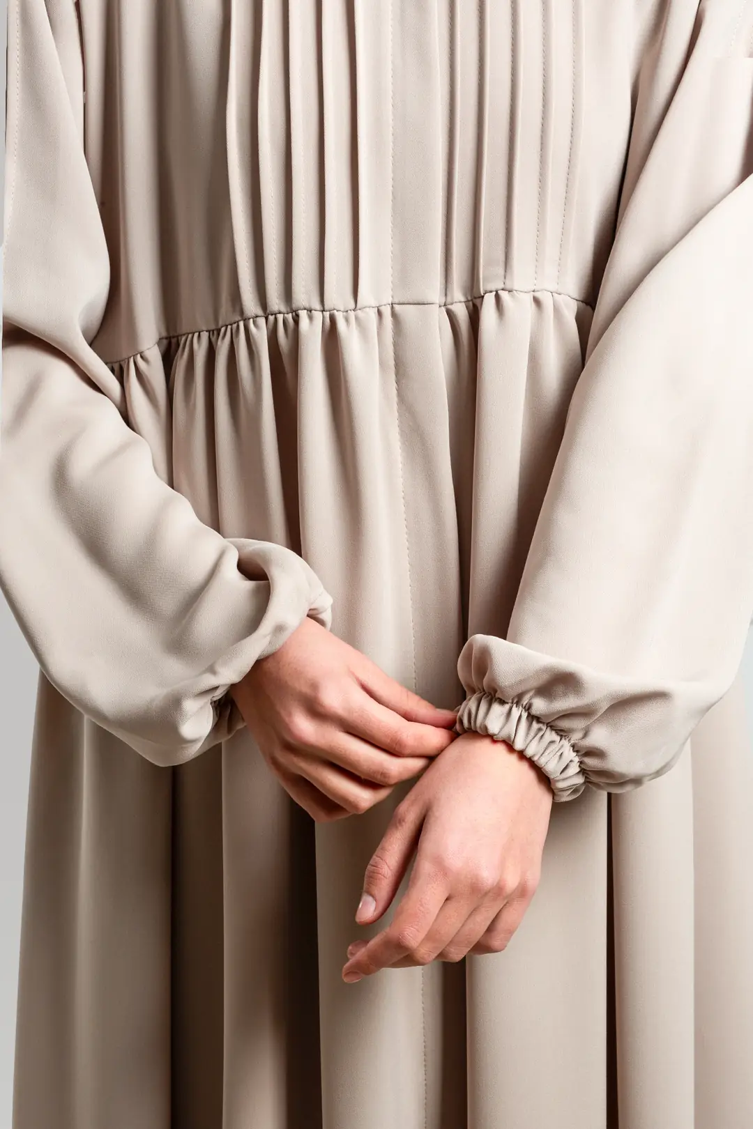 Ribbed Detail Zippered Abaya Stone 2