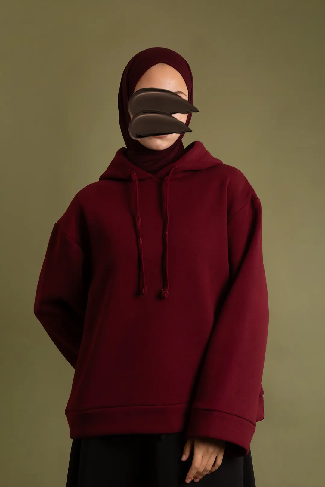 Basic Hooded Sweatshirt Burgundy 3
