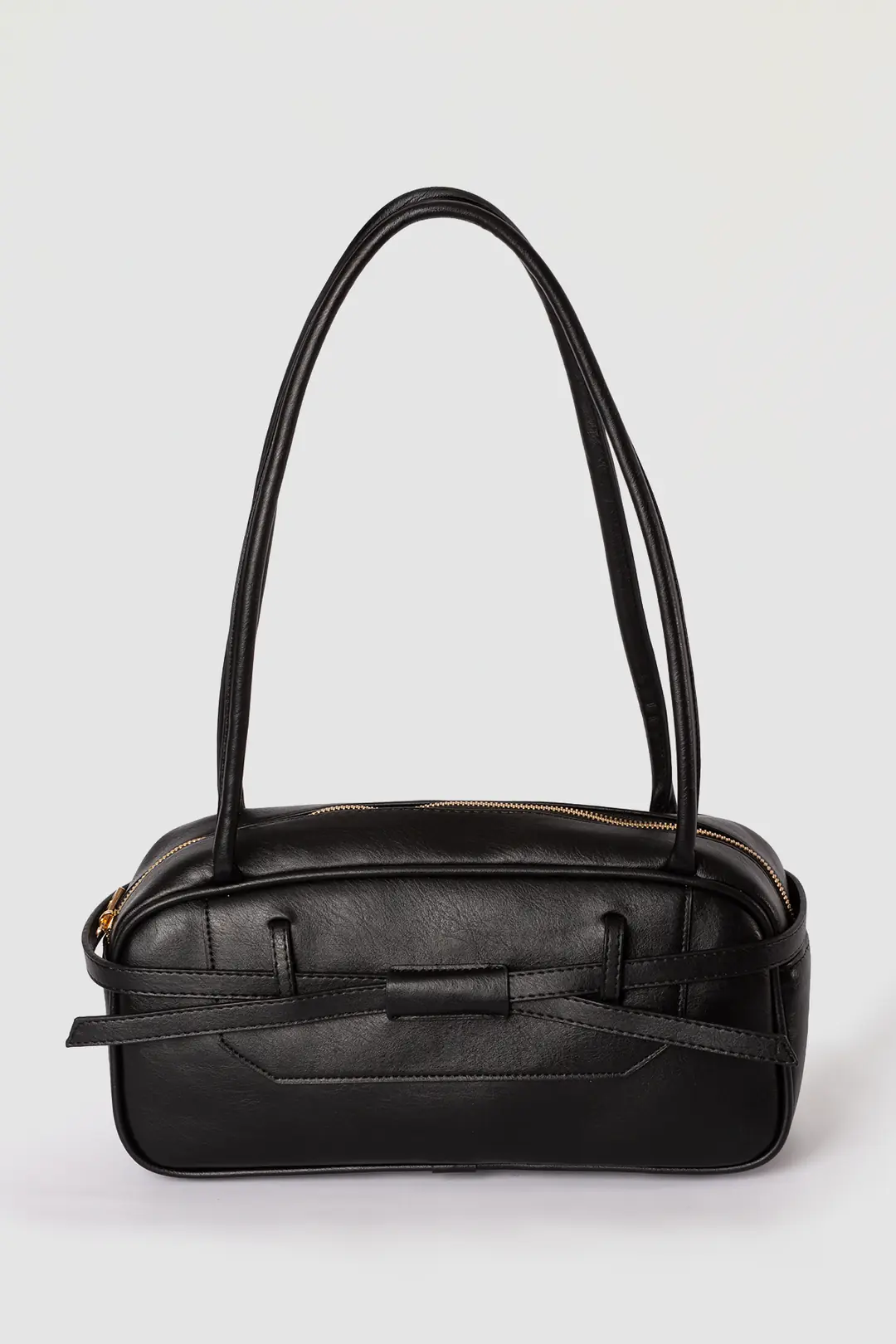Baguette Leather Shoulder Bag, Black 3