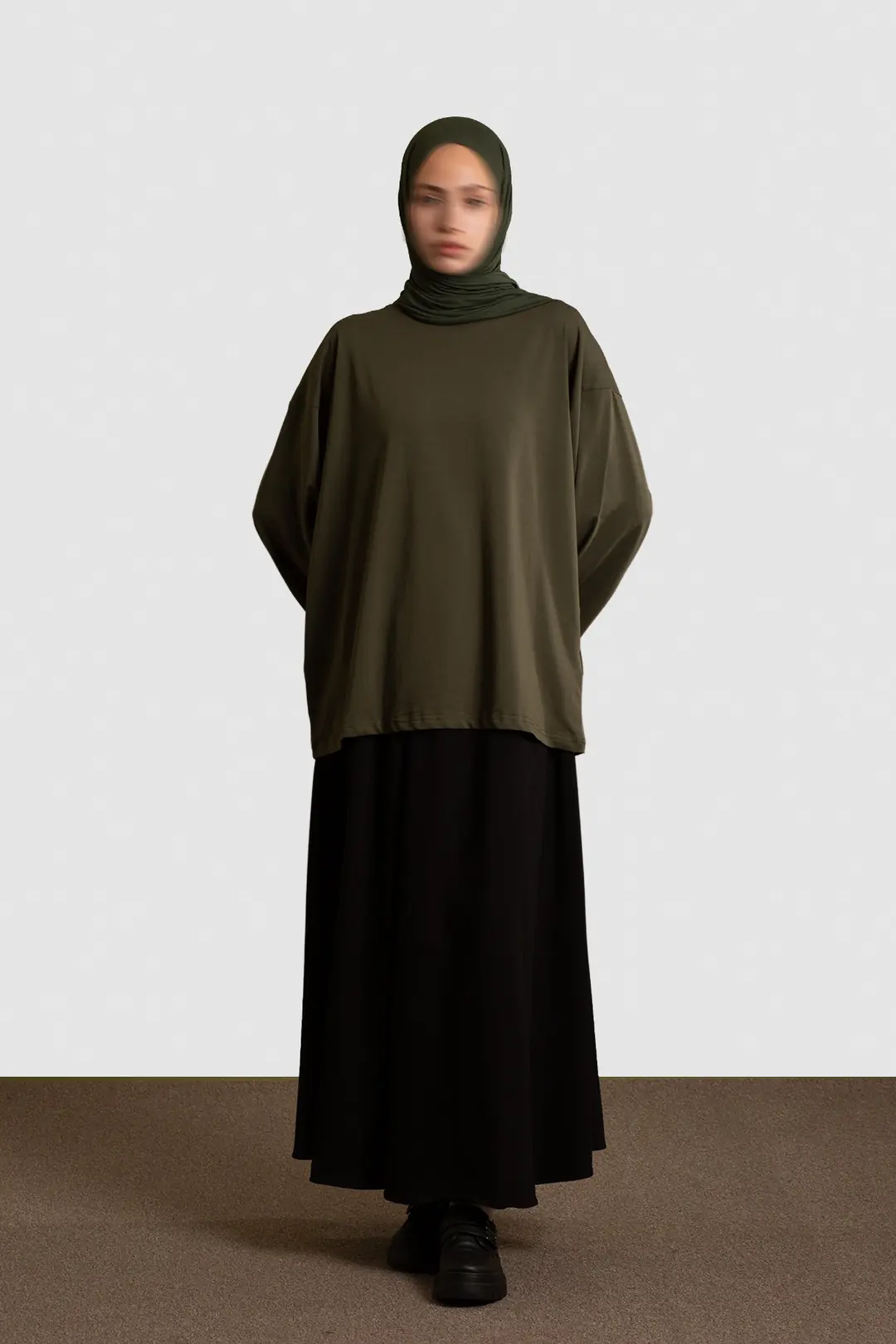 Basic Uzun Kollu Tişört Haki 4