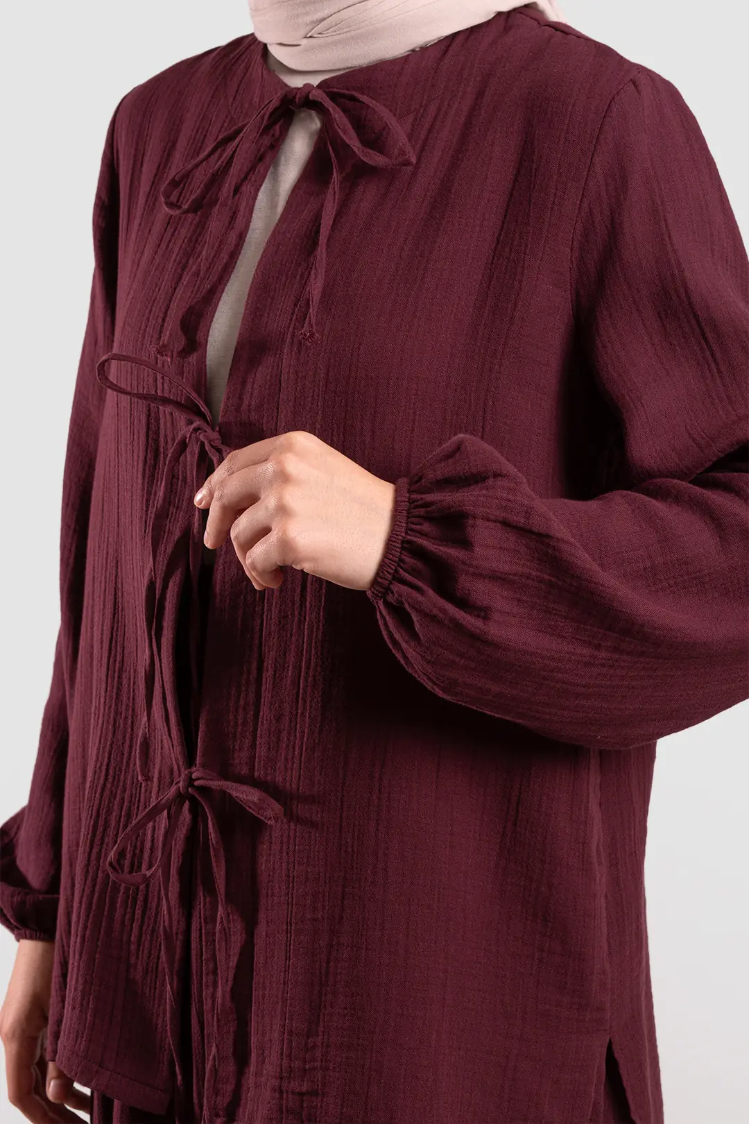Bağlamalı Müslin Takım Bordo 6