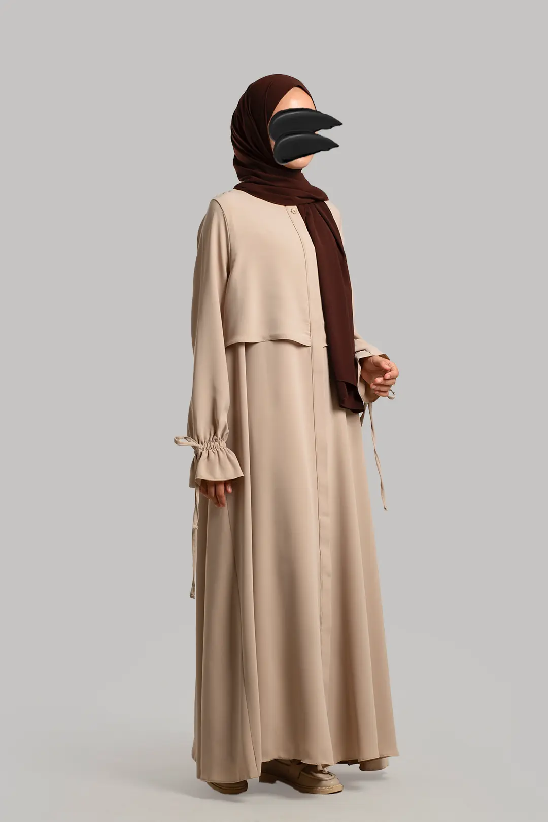 Buttoned Windbreaker Abaya Stone 6