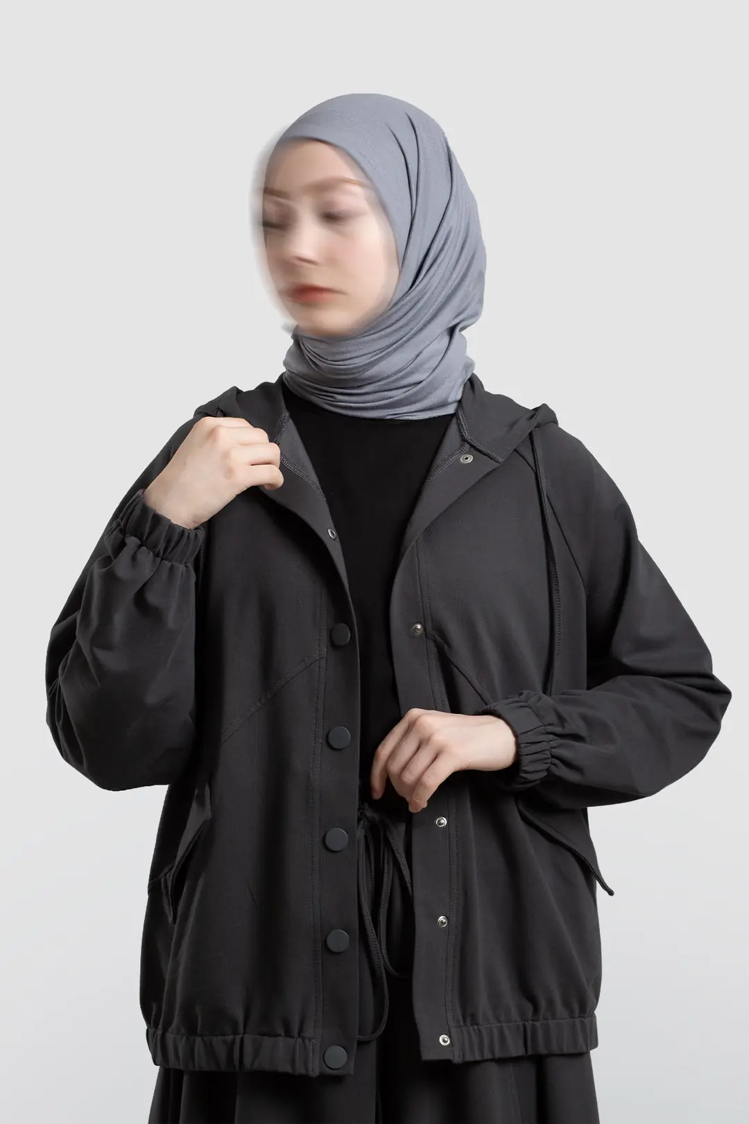 Çıtçıtlı Bomber Sweatshirt Füme 9