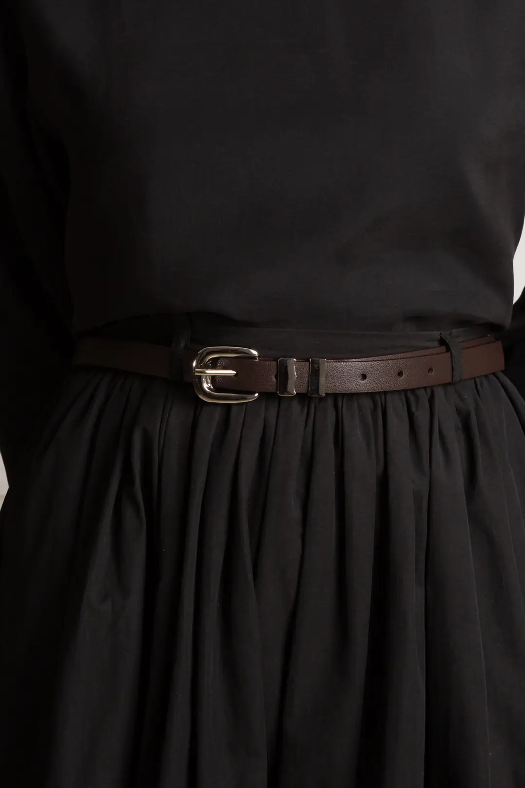 Basic Oval Buckle Belt, Brown 3