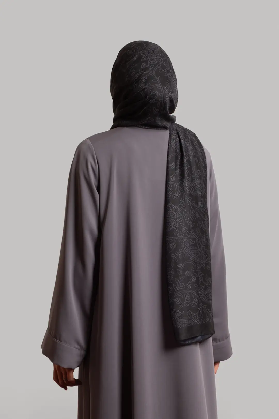 Birit Detaylı Abaya Gri 8
