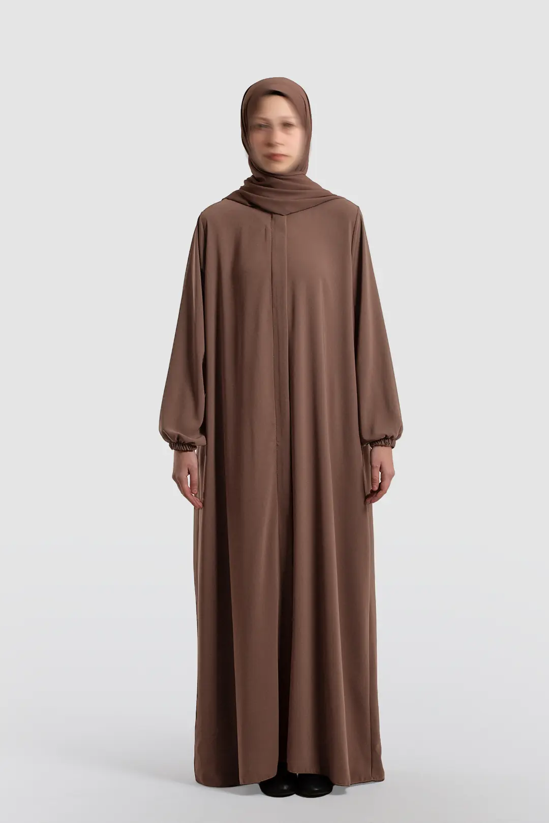 Arya Full-Length Zippered Abaya Light Brown
