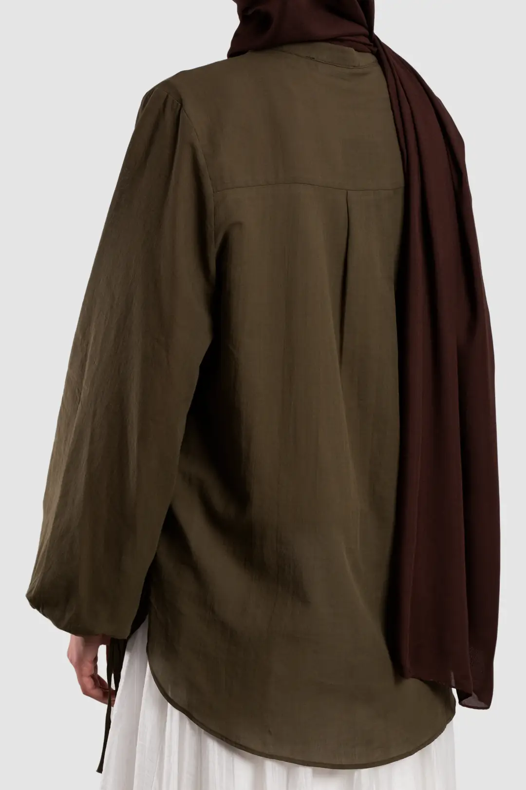 Ribbed Cotton Voile Shirt, Khaki 8