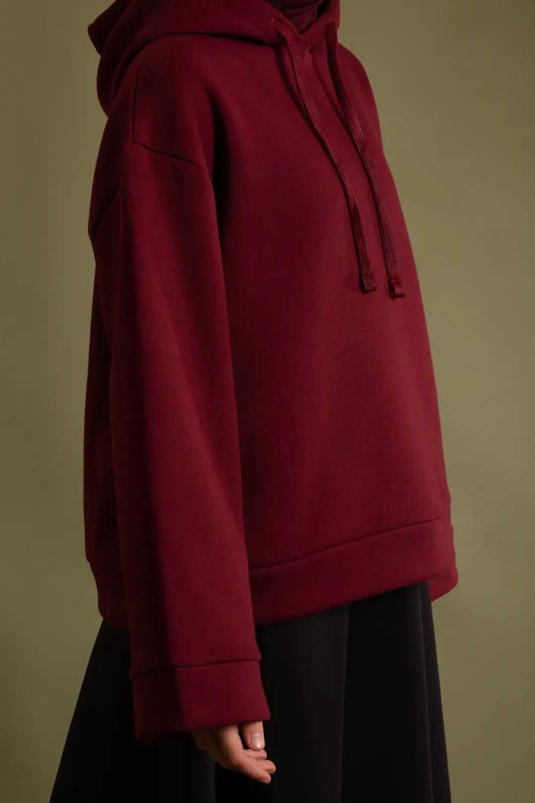 Basic Hooded Sweatshirt Burgundy 4