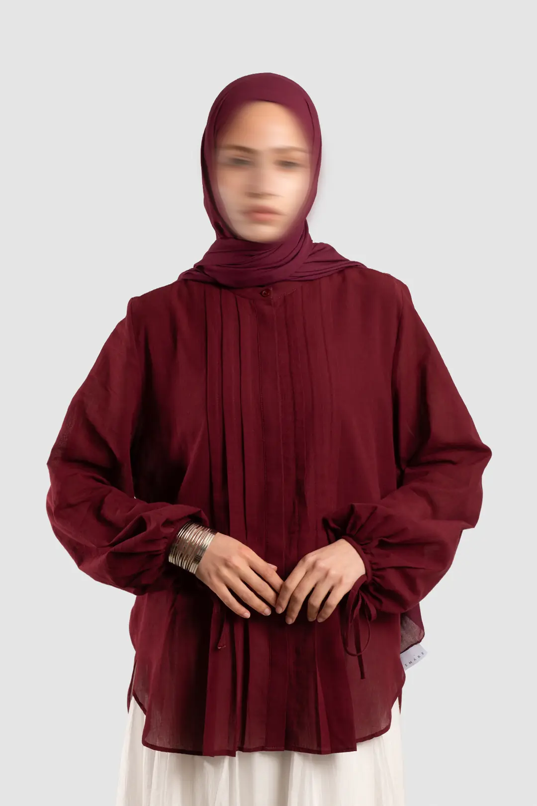 Ribbed Cotton Voile Shirt, Burgundy 3