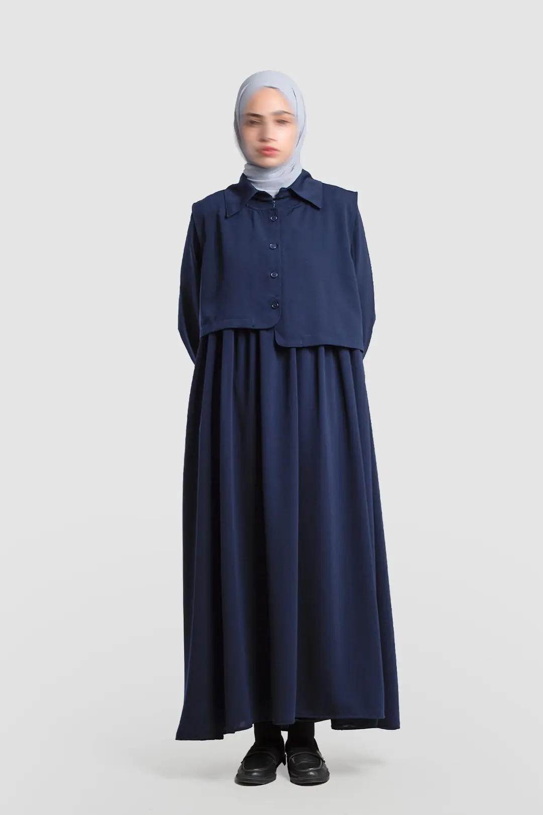 Vest-style abaya, navy blue. 3