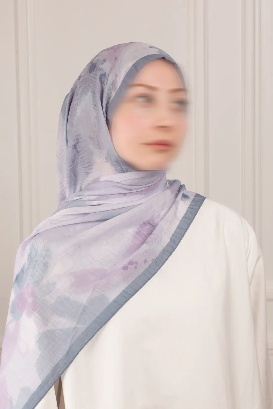 Pastel Bahçe Desenli Müslin Şal Lavanta 3