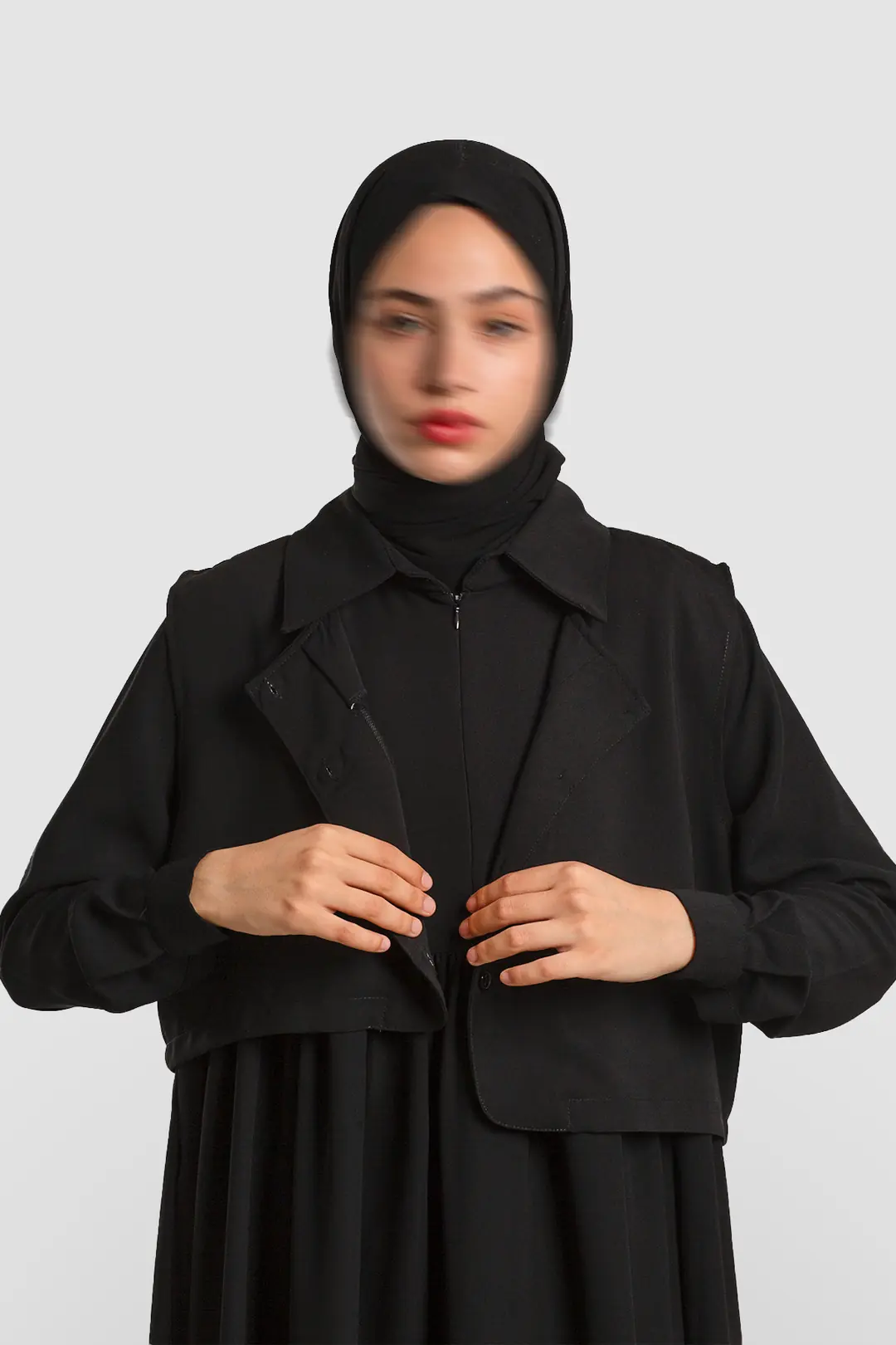 Black Vest-Style Abaya 6