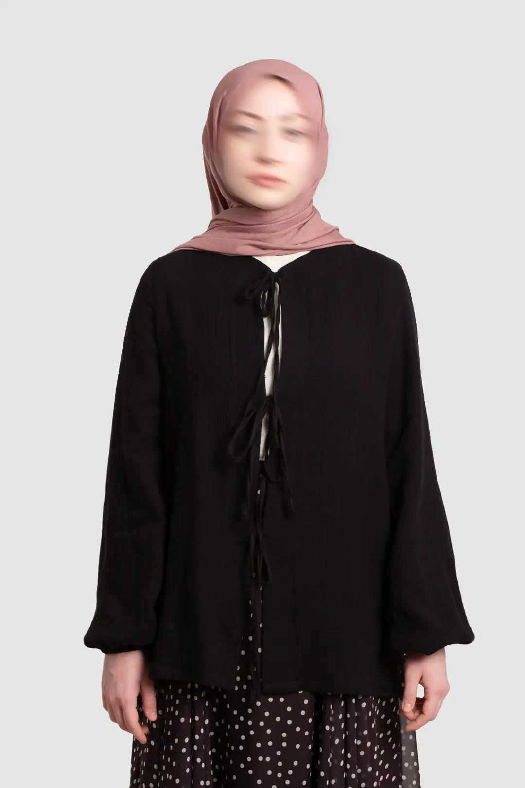 Muslin Jacket with Bow Detail, Black 5