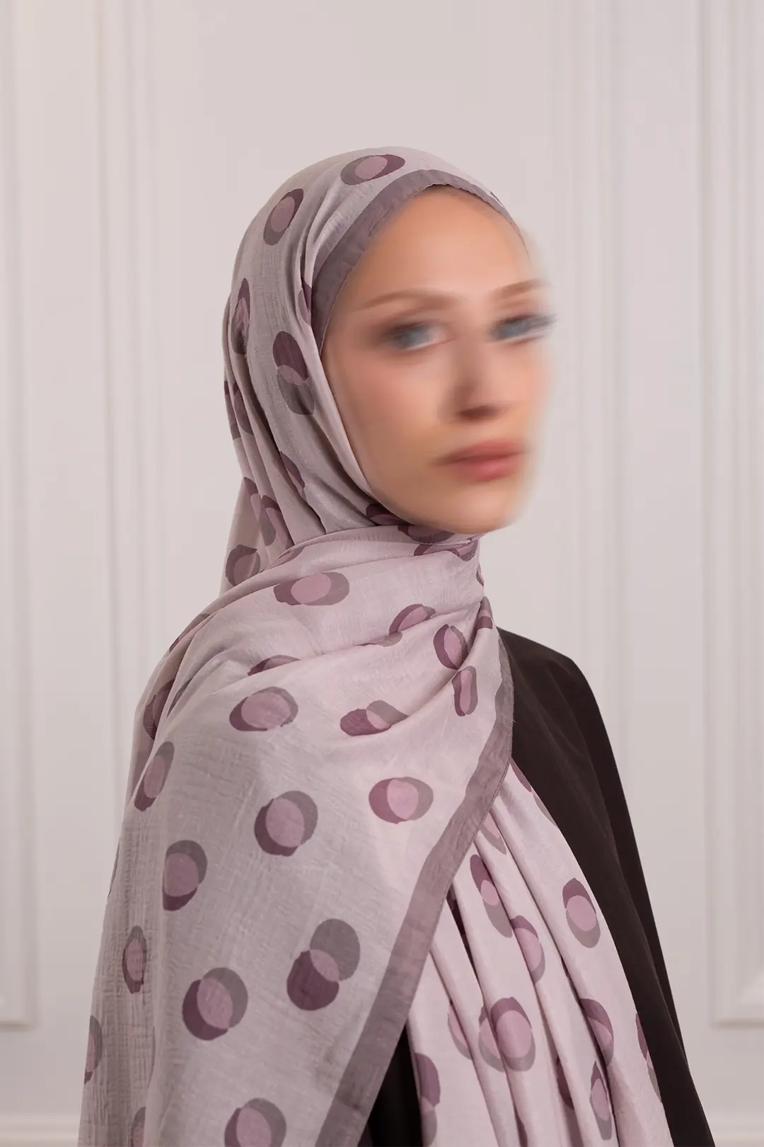 Puantiye Desenli Müslin Şal Vizon 5