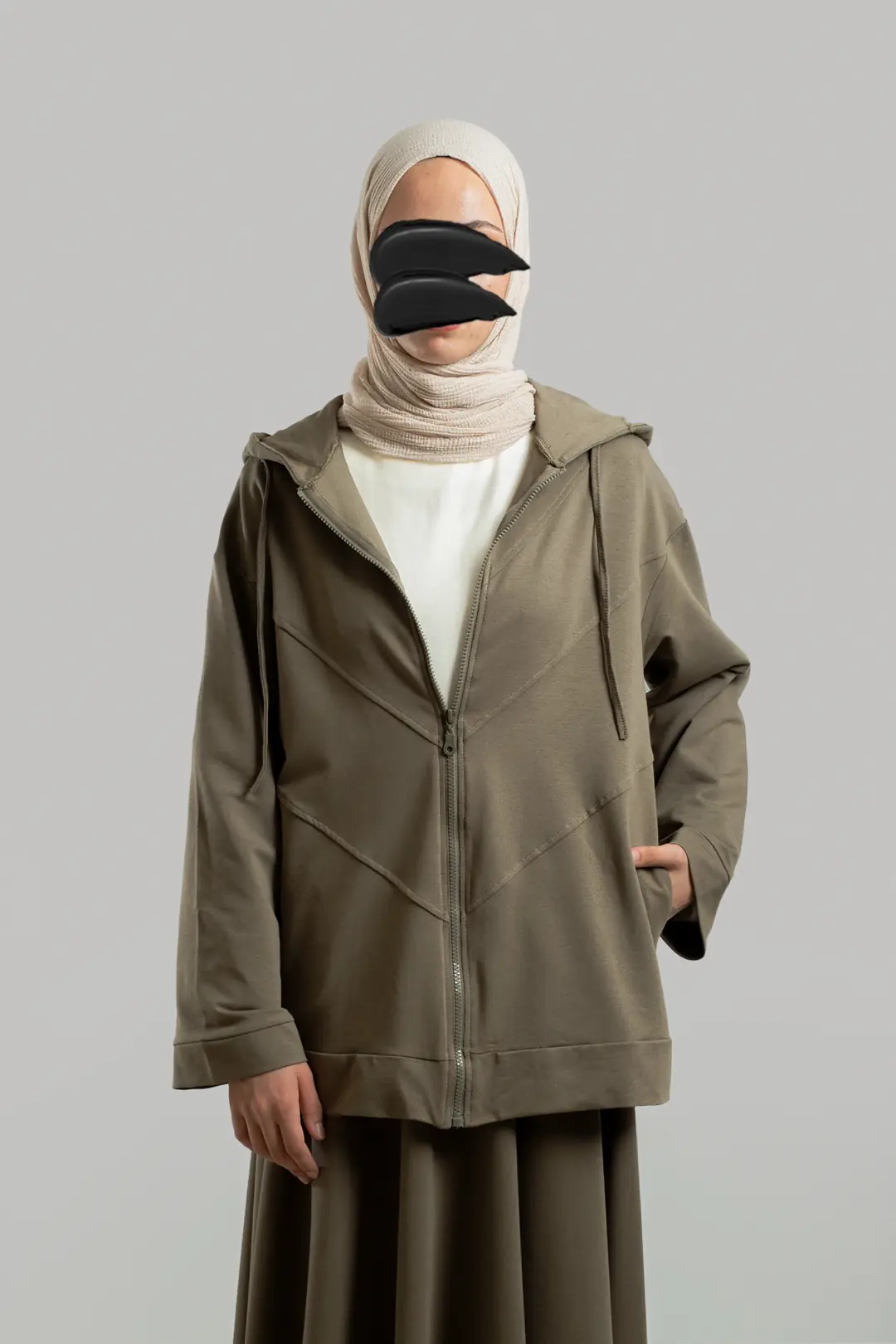 Form-stitched Zip-up Sweatshirt, Sage. 4