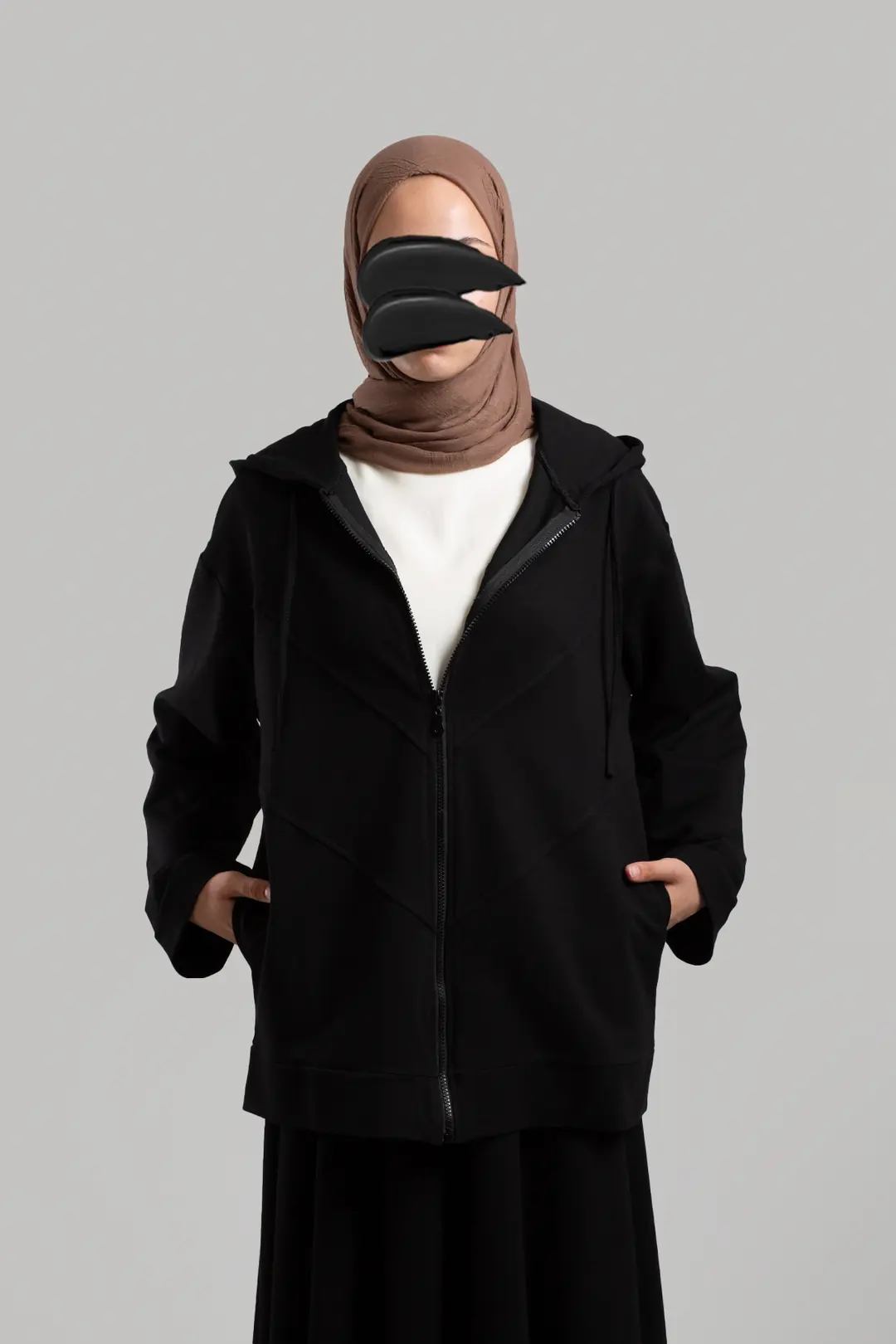 Form-stitched Zip-up Sweatshirt, Black 4