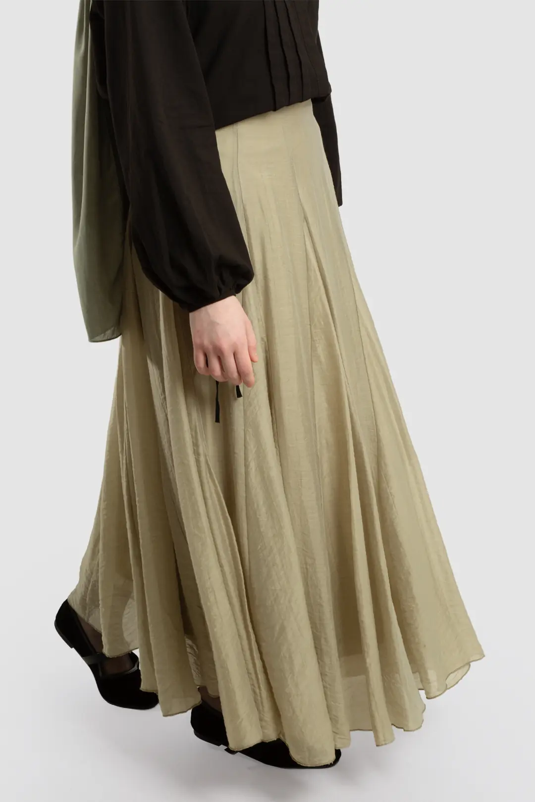 Tencel Flared Skirt Soft Green 4