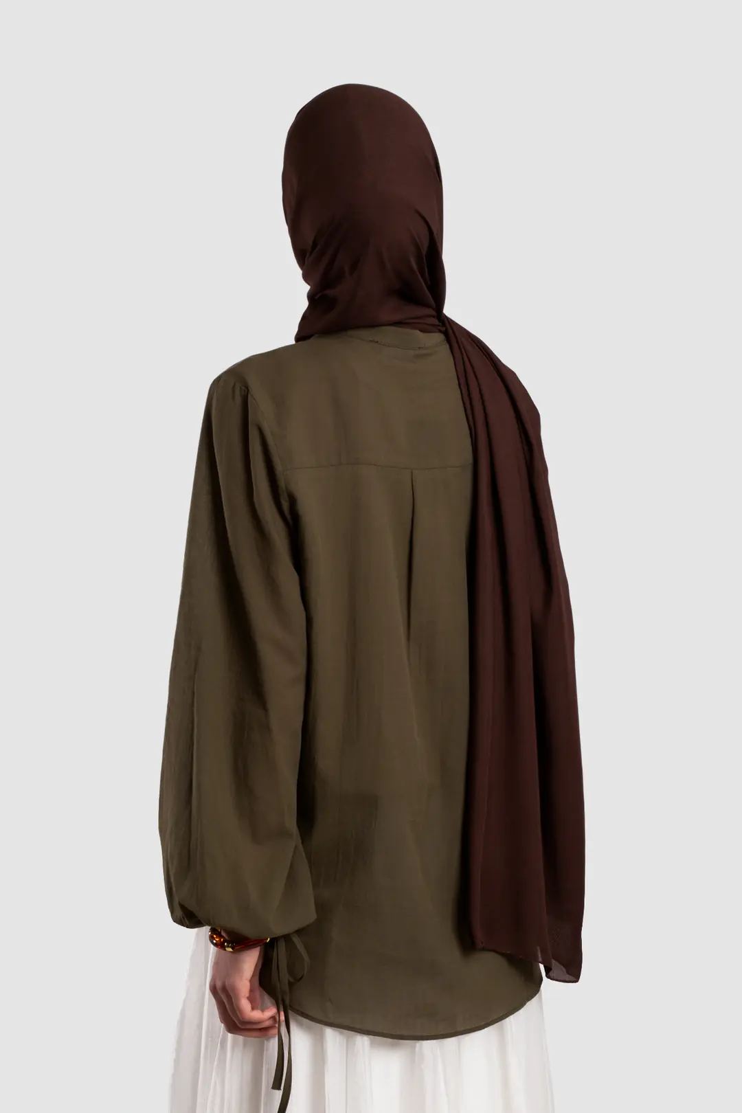 Ribbed Cotton Voile Shirt, Khaki 6