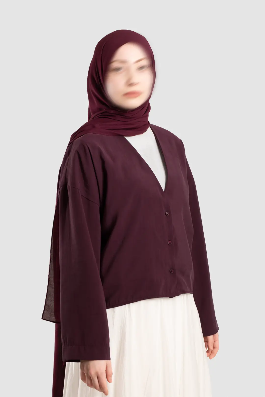Soft Modal Button-Down Jacket, Plum 5