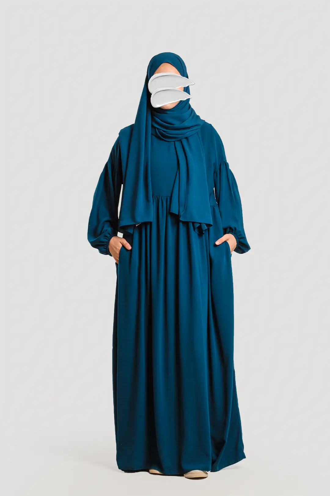 Hijab Dress/Abaya in Petrol Blue 9
