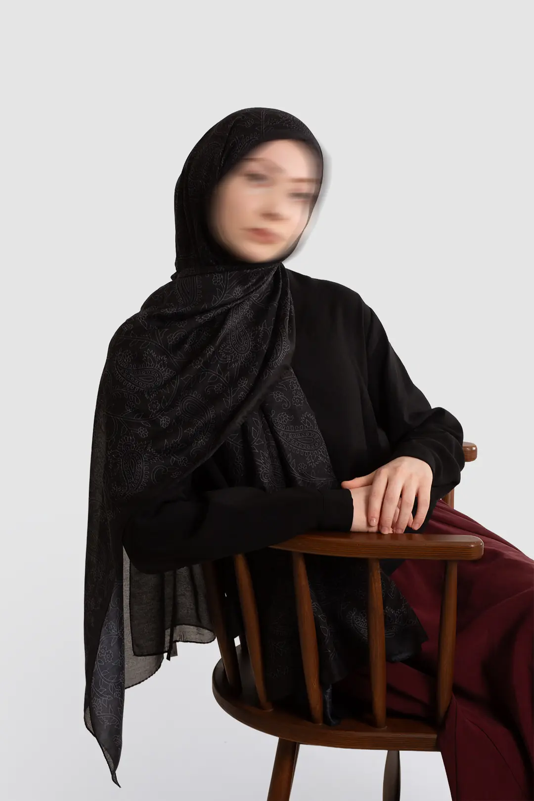 Mystic Texture Patterned Cotton Scarf, Black 5