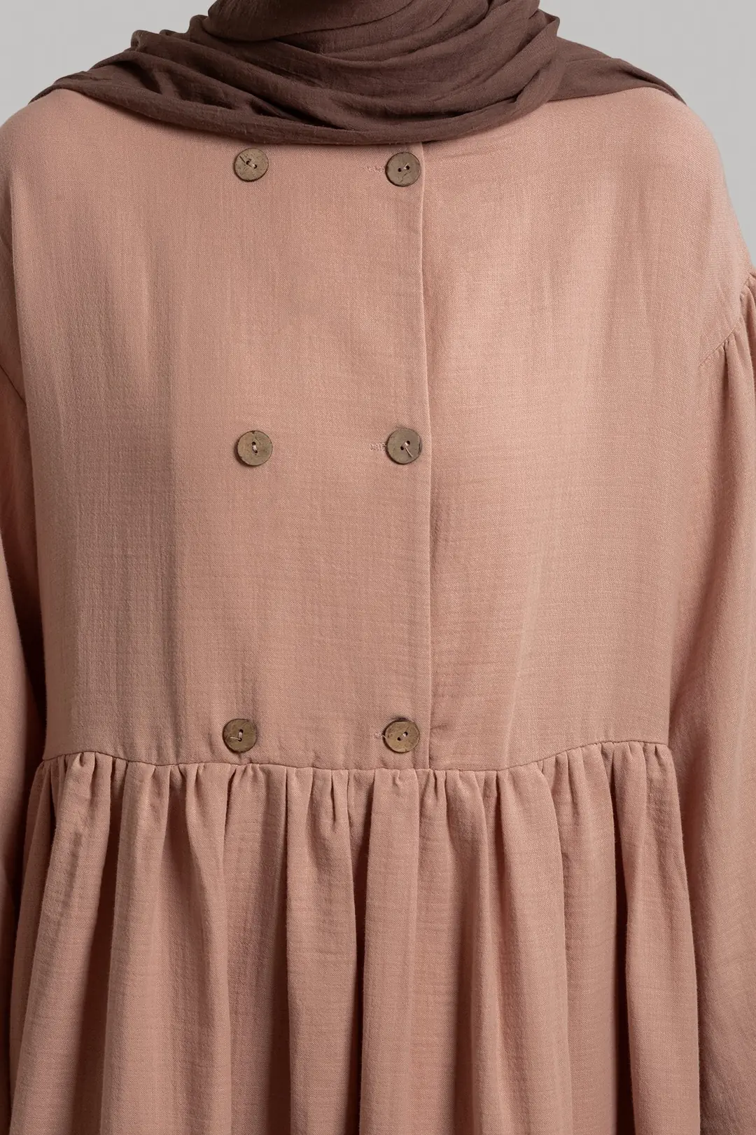 Natural Buttoned Muslin Dress Powder Pink 5