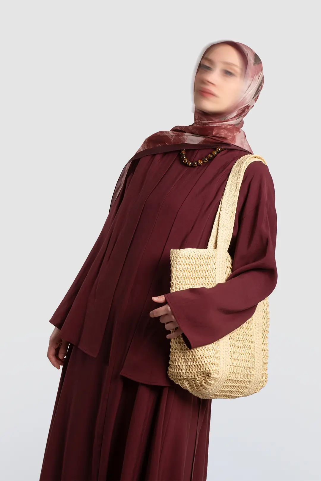 Modal Kimono Jile Elbise Takım Mürdüm 9