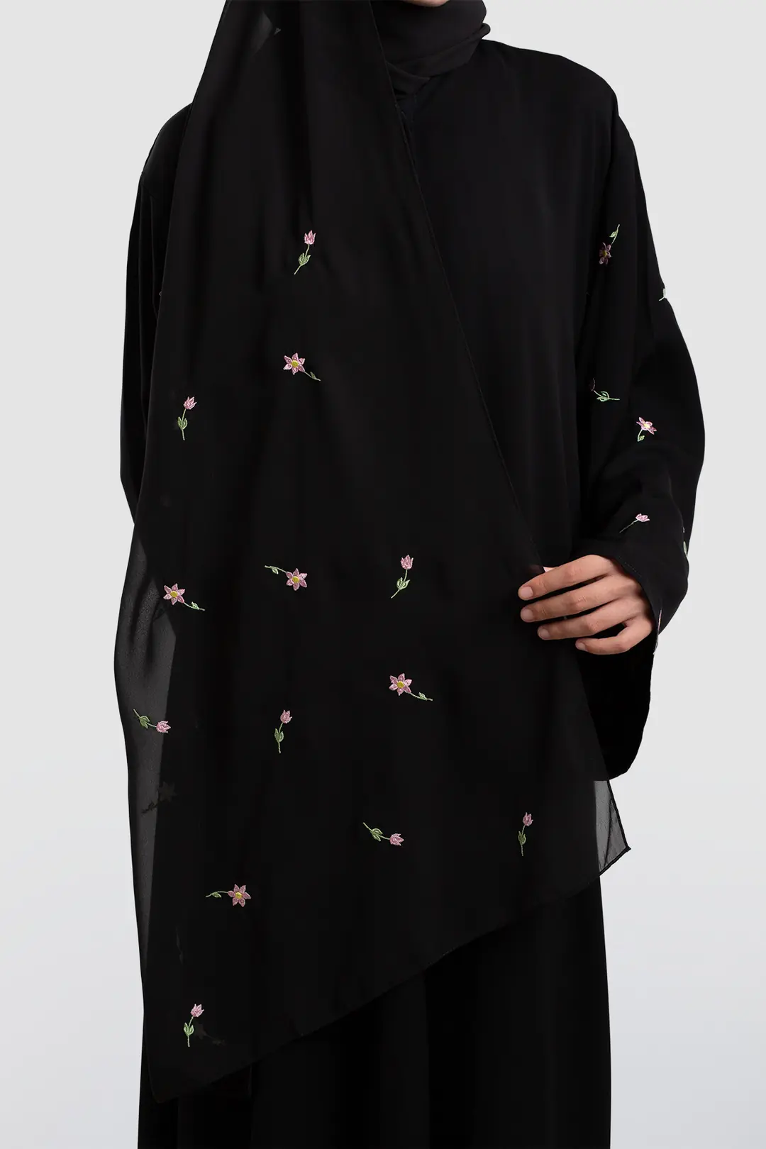 Embroidered Abaya Set Black 9