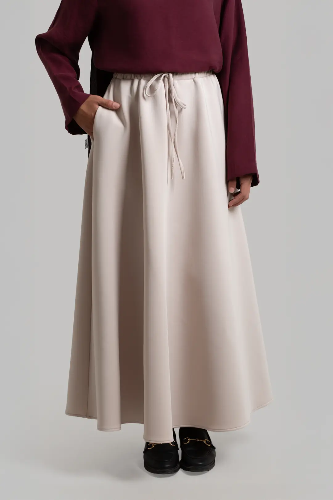 Puffy Scuba Skirt Beige 7