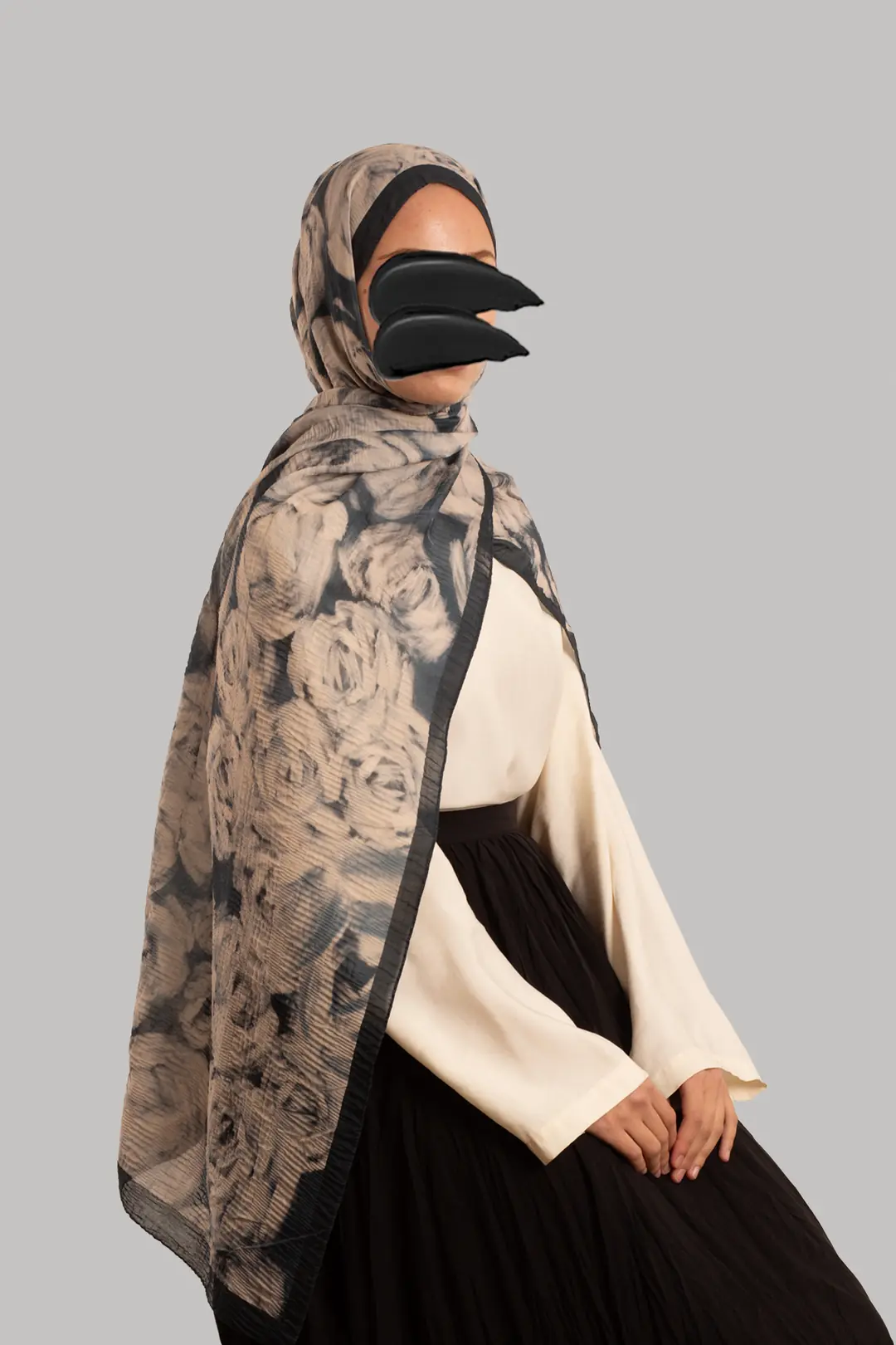 Muslin Ethereal Patterned Muslin Scarf Blue 5