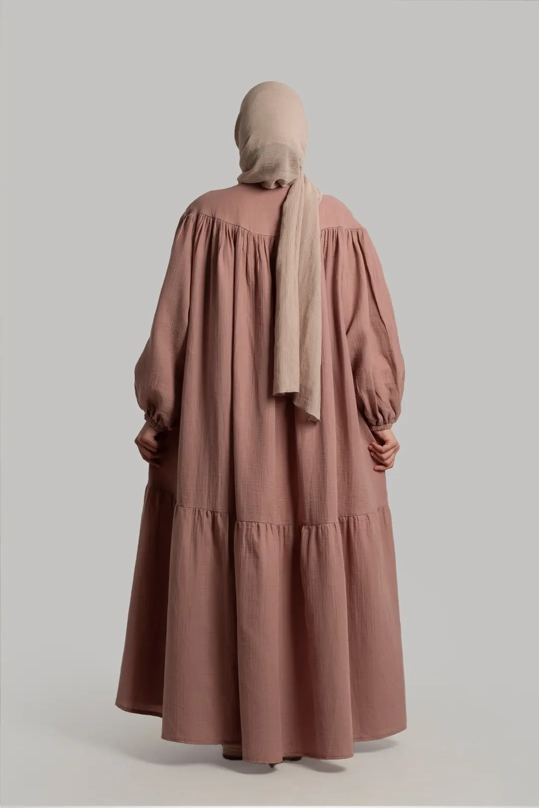 Vintage Müslin Elbise Pudra 5