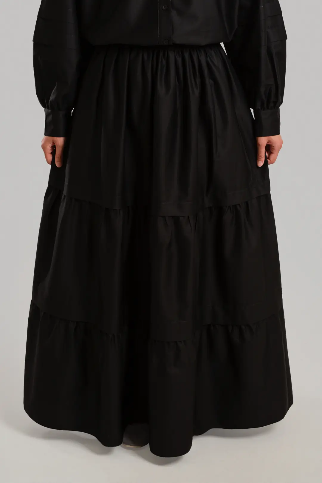 Aller Detailed Cotton Skirt Black 2