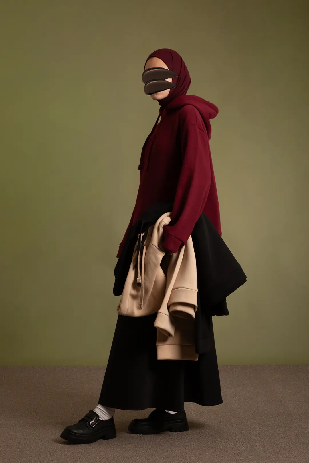 Basic Hooded Sweatshirt Burgundy 9