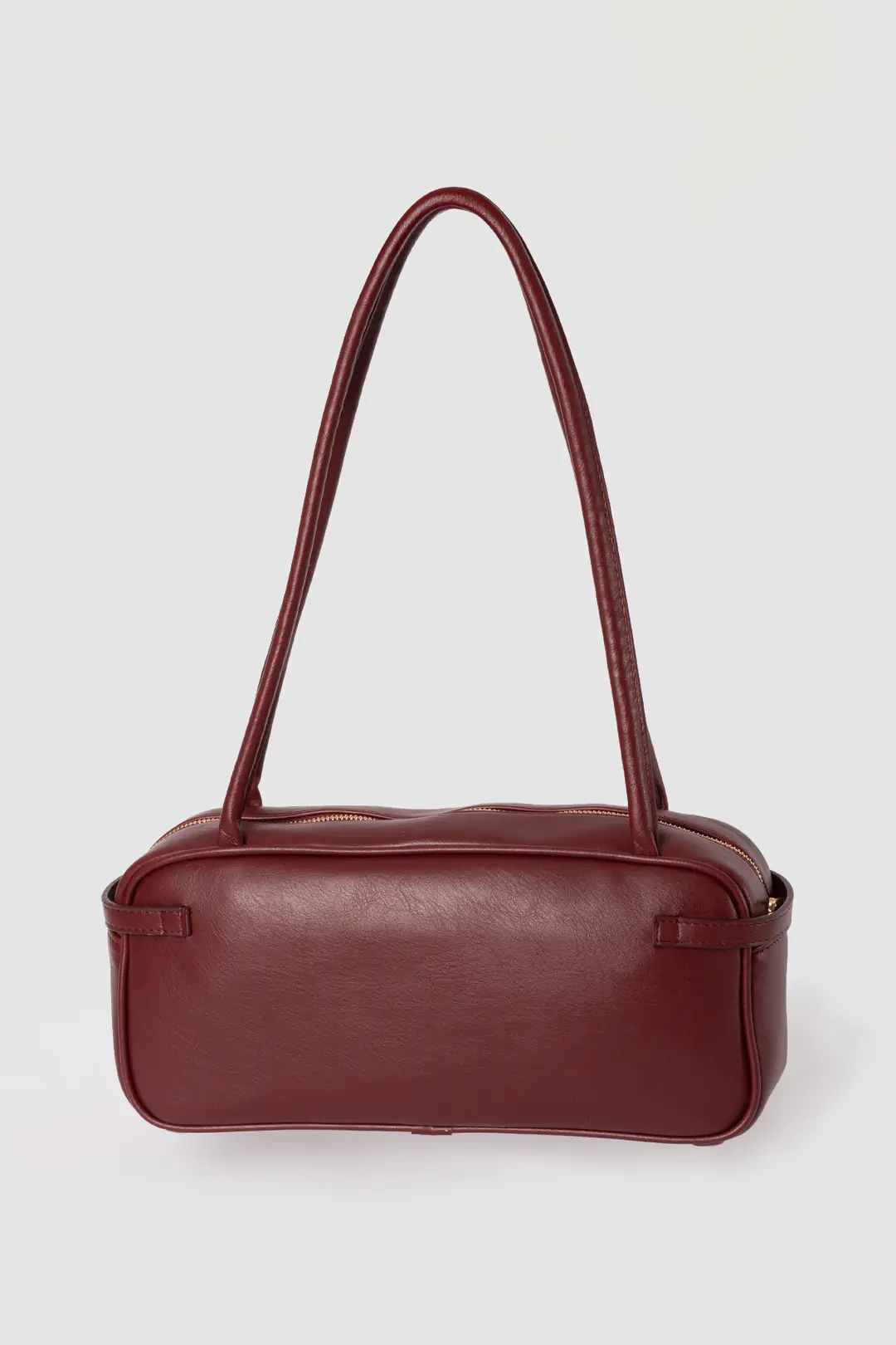 Baguette Leather Shoulder Bag Burgundy 5