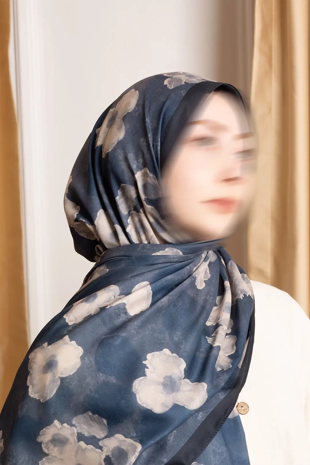 Autumn Serenade Patterned Soft Scarf, Blue 4