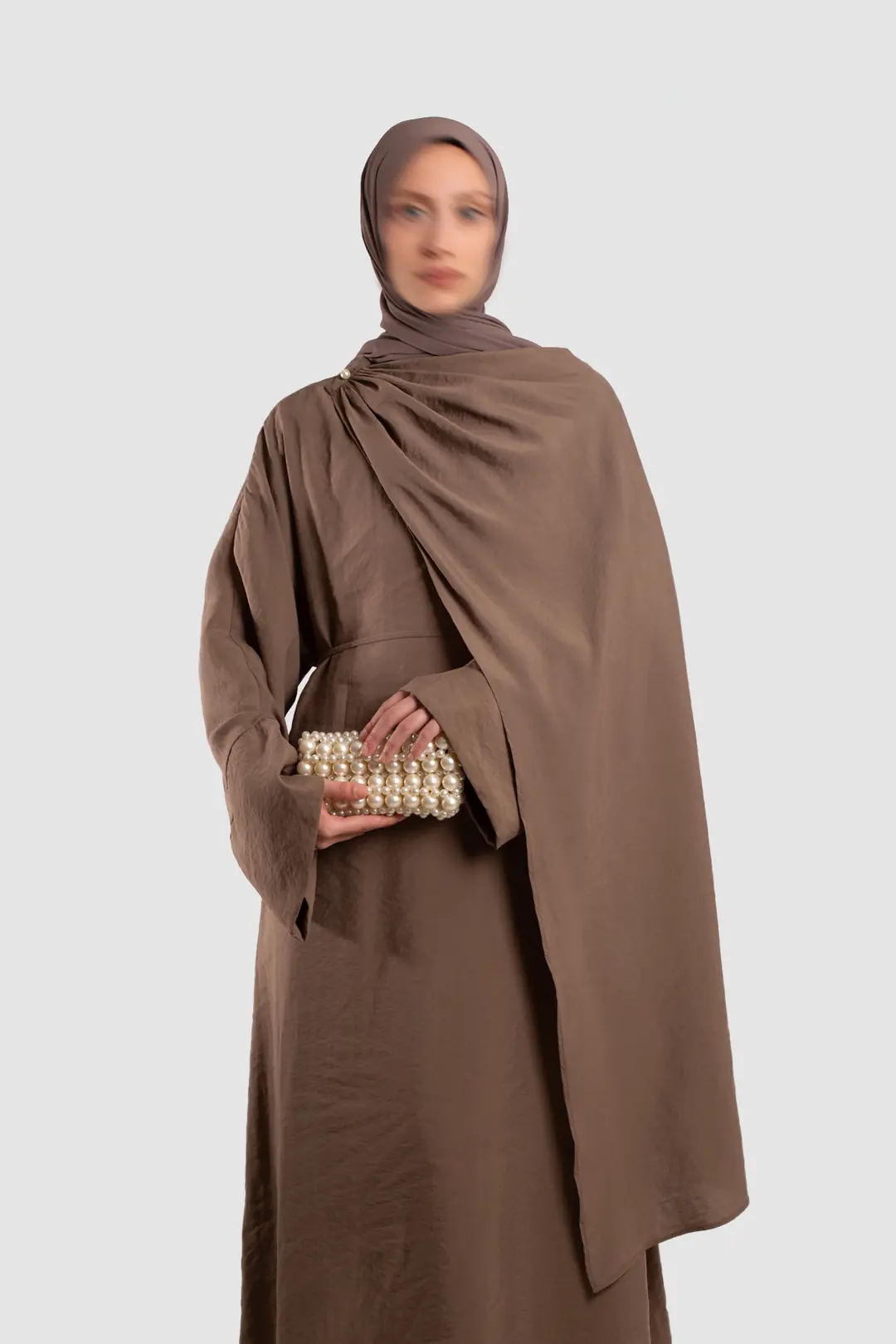 Tak Çıkar Pelerinli Abaya Vizon 7