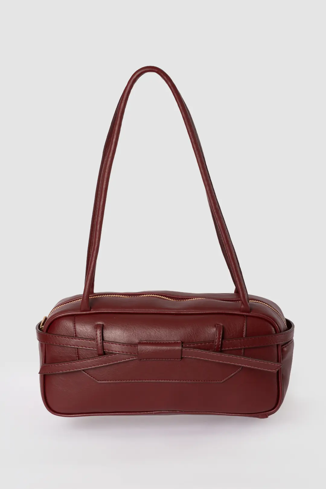 Baguette Leather Shoulder Bag Burgundy 3