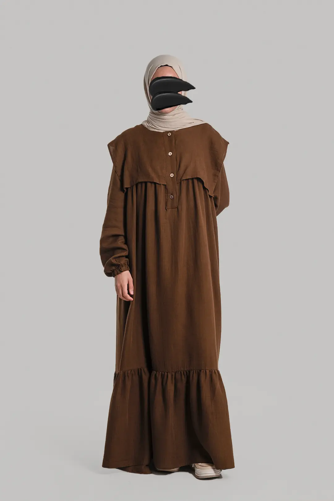 Collared Muslin Dress Dark Brown 10