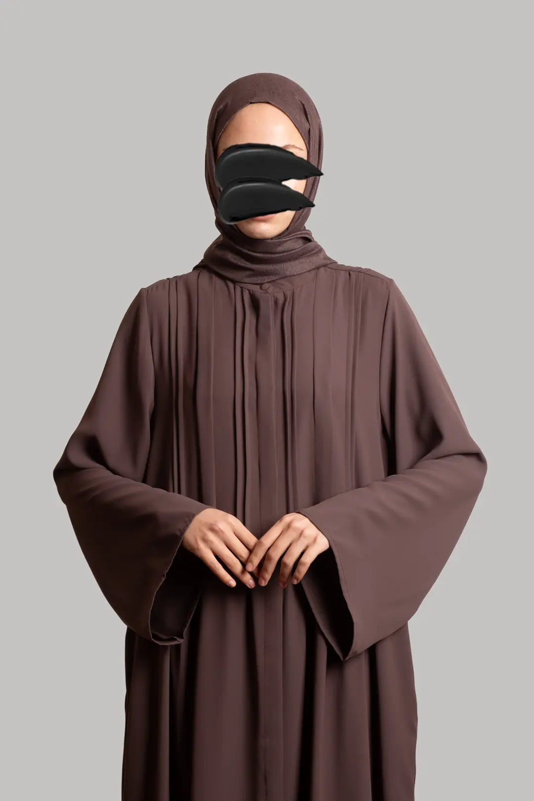 Ribbed Buttoned Abaya Brown 7