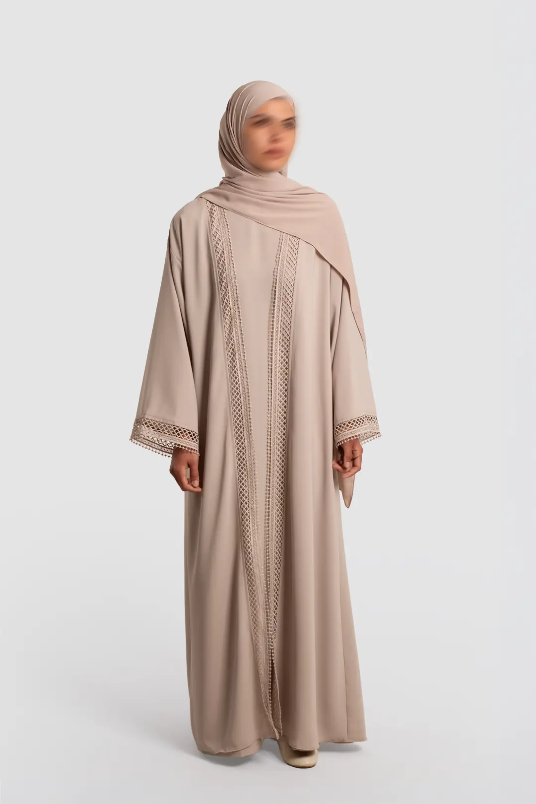 Lace Detail Abaya Set with Stones 6