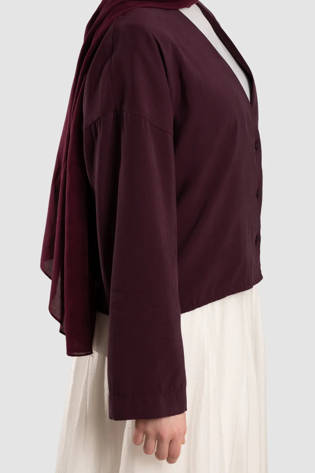 Soft Modal Button-Down Jacket, Plum 3