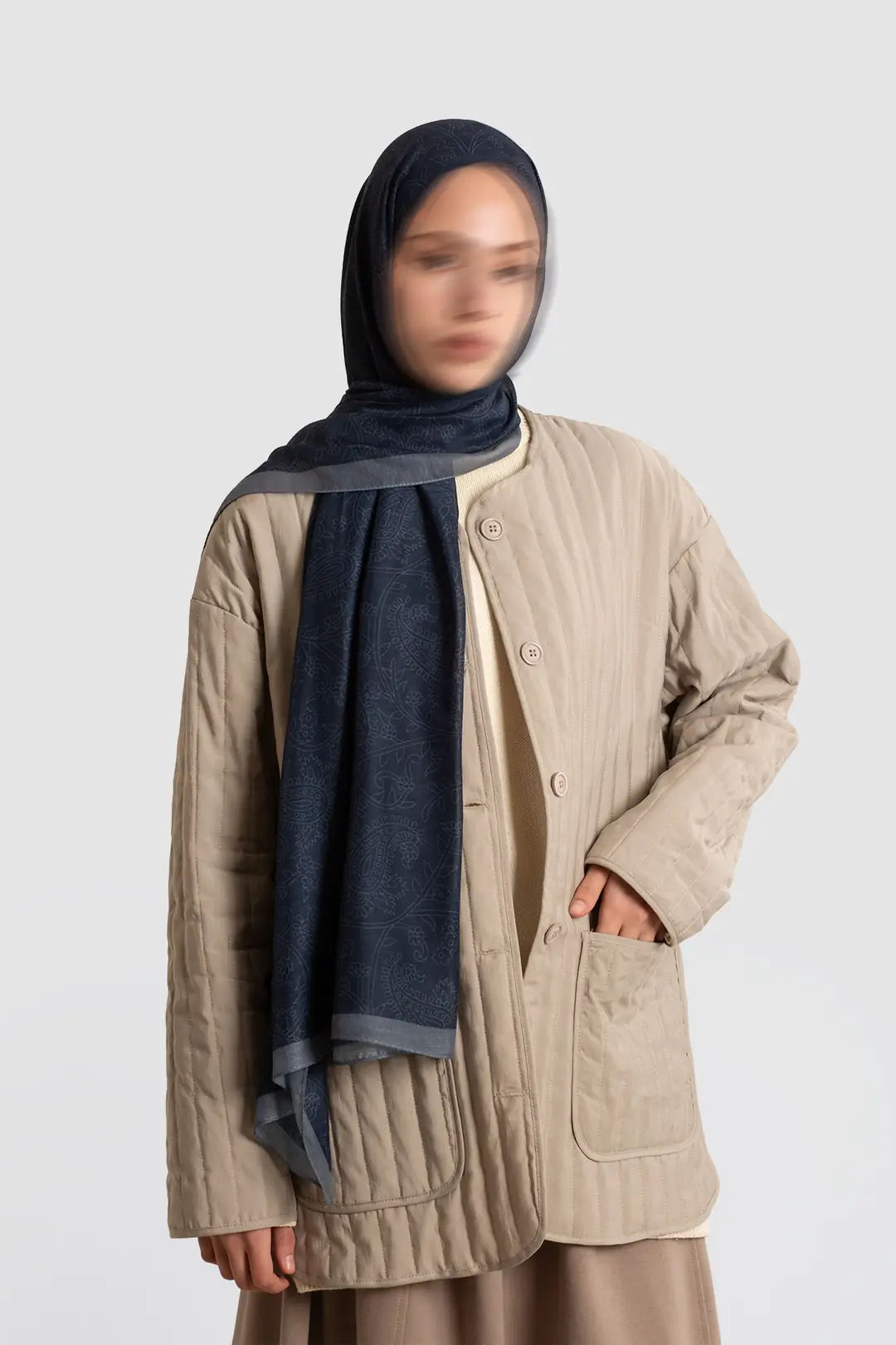 Mystic Textured Cotton Scarf, Navy Blue 4