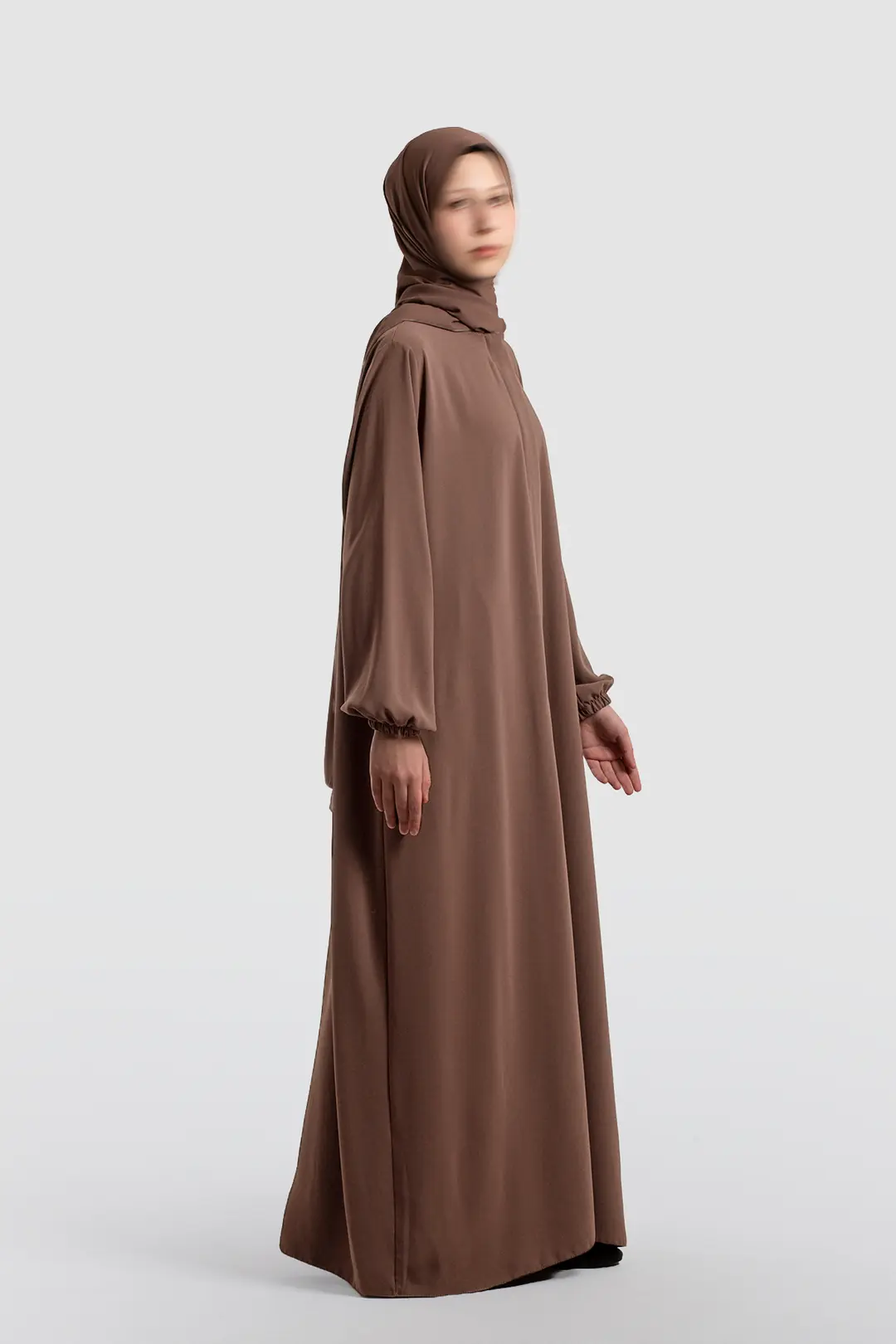 Arya Full-Length Zippered Abaya Light Brown 7