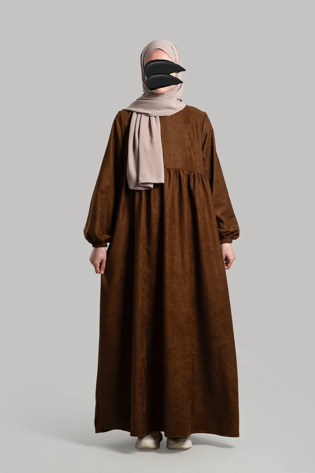 Suede Dress Abaya Tan 7