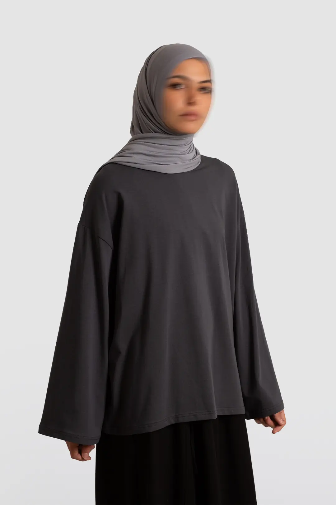 Basic Uzun Kollu Tişört Füme